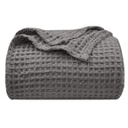 Phf Ultra Soft Waffle Weave Blanket Queen Size 90'X 90'- Washed Lightweight Breathable Cozy Woven Blanket For Bed - Aesthetic Decor For Couch Bedding Sofa Home Car - Grey