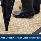 Smiry Front Door Mat Outside Entrance, Heavy Duty Natural Rubber Mat, Sturdy Trap Dirt And Moisture Indoor Outdoor Door Mat, Easy Clean Low Profile Doormat Outdoor Entrance, 47X32 Inch, Beige