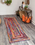 Unique Loom Braided Chindi Collection Area Rug - Layer (2 x 4 1 Runner, Multi/ Blue)