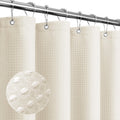 Gibelle Ivory Shower Curtain, Waffle Weave Textured Fabric Shower Curtain For Bathroom - Soft Cloth & Hotel Spa Luxury, Water Re