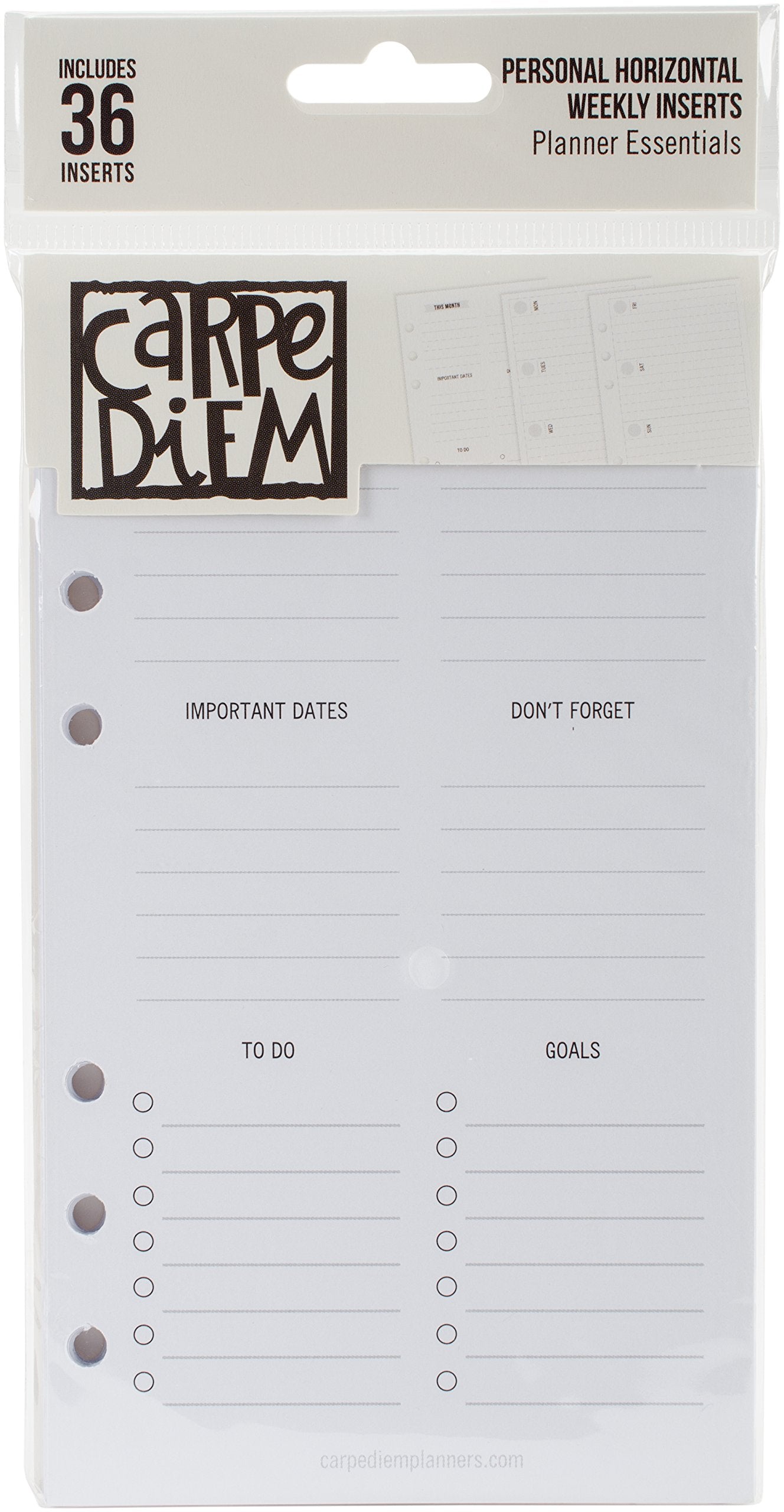 Carpe Diem By Simple Stories Personal Horizontal Format Weekly Planner Inserts