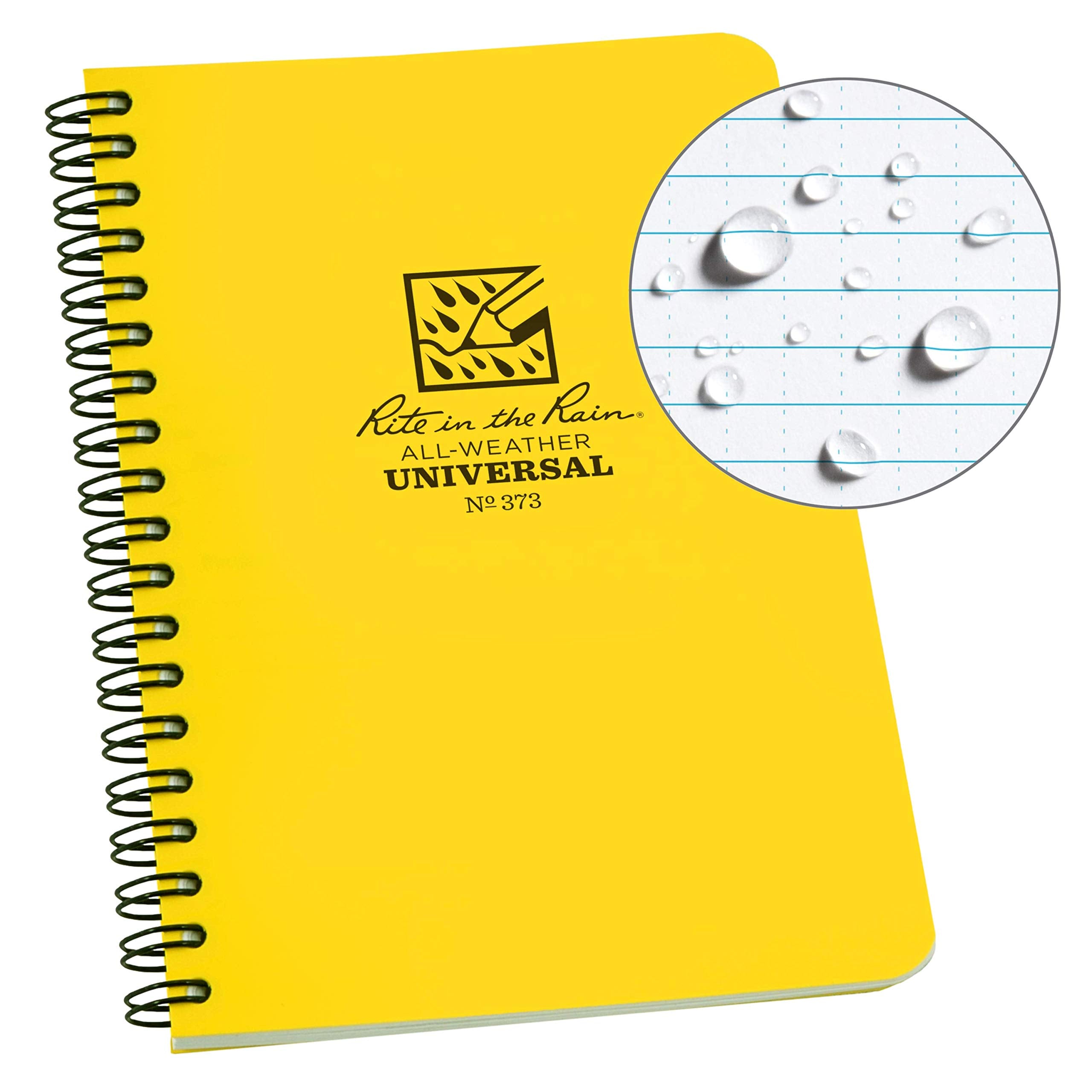 Rite In The Rain - 373L Rite In The Rain All-Weather Side-Spiral Notebook, 4 5/8' X 7', Yellow Cover, Universal Pattern (No. 3