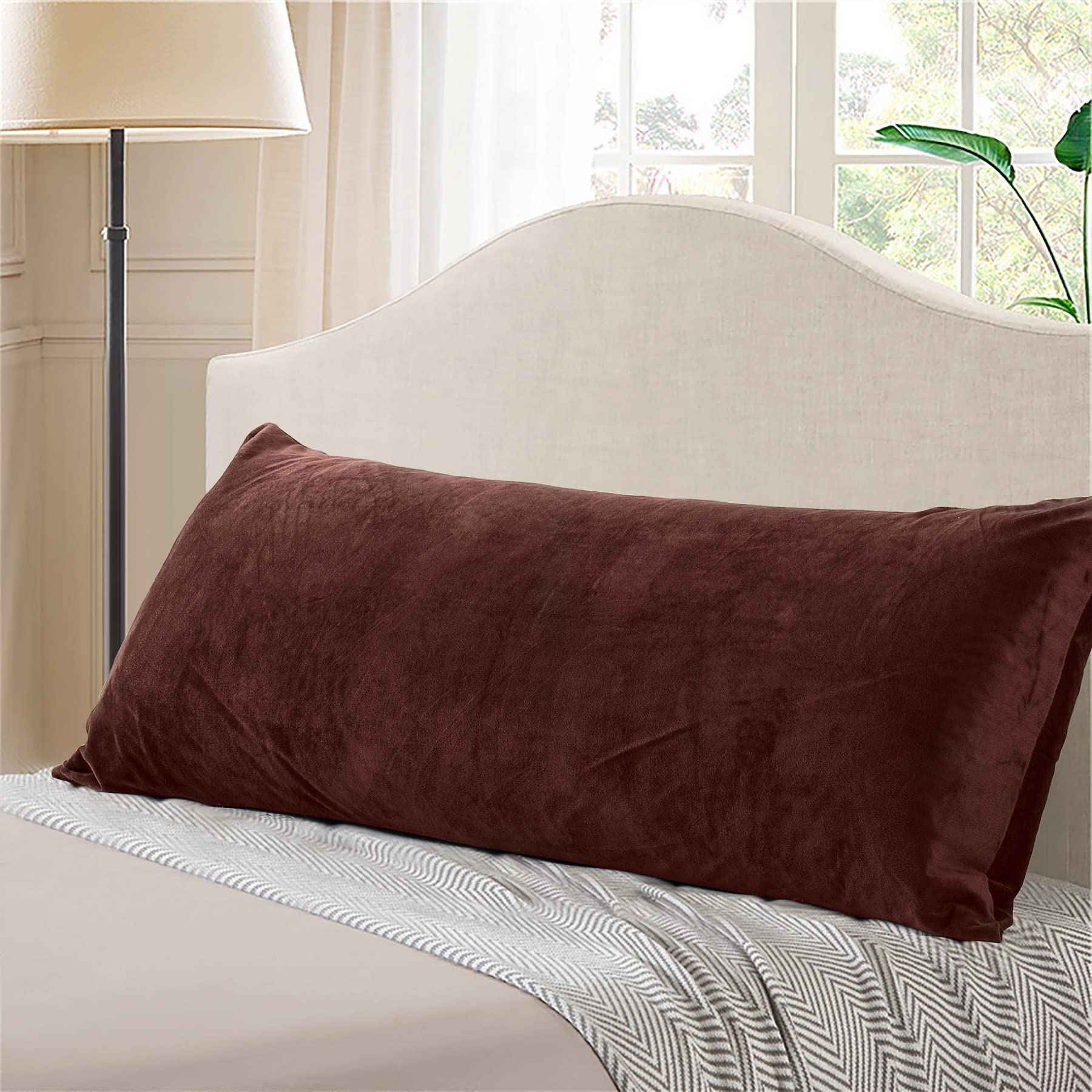 EVOLIVE Soft Micromink, Faux Fur, Faux Suede, Faux Velvet Body Pillow Cover 21x54 Replacement with Zipper Closure (21x54 Bod