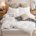 PURE ERA Jersey Knit Duvet Cover Set 100% T-Shirt Cotton Super Soft Comfy 2pc Bedding Set with Zipper Closure (Solid Off White, 
