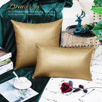 Brawarm Gold Leather Throw Pillows 16 X 16 Inches, Snake Leather Pillow Covers Pack Of 2, Faux Leather Decorative Pillow Covers