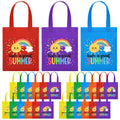 Dansydaisy 24 Pcs End of the Year Gift Bags for Students Bulk Rainbow Non Woven Tote Bags Party Favor Bag with Handles for Sunda