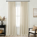 Jolilight Beige Trible Pinch Pleat Linen Curtains for Living Room 2 Panel Set 40x102