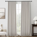 Blackout Extra Long Curtains & Drapes 108 Inches Long 2 Panels Set, Lush Pinch Pleated Natural Melange Flax Linen Textured 106 i