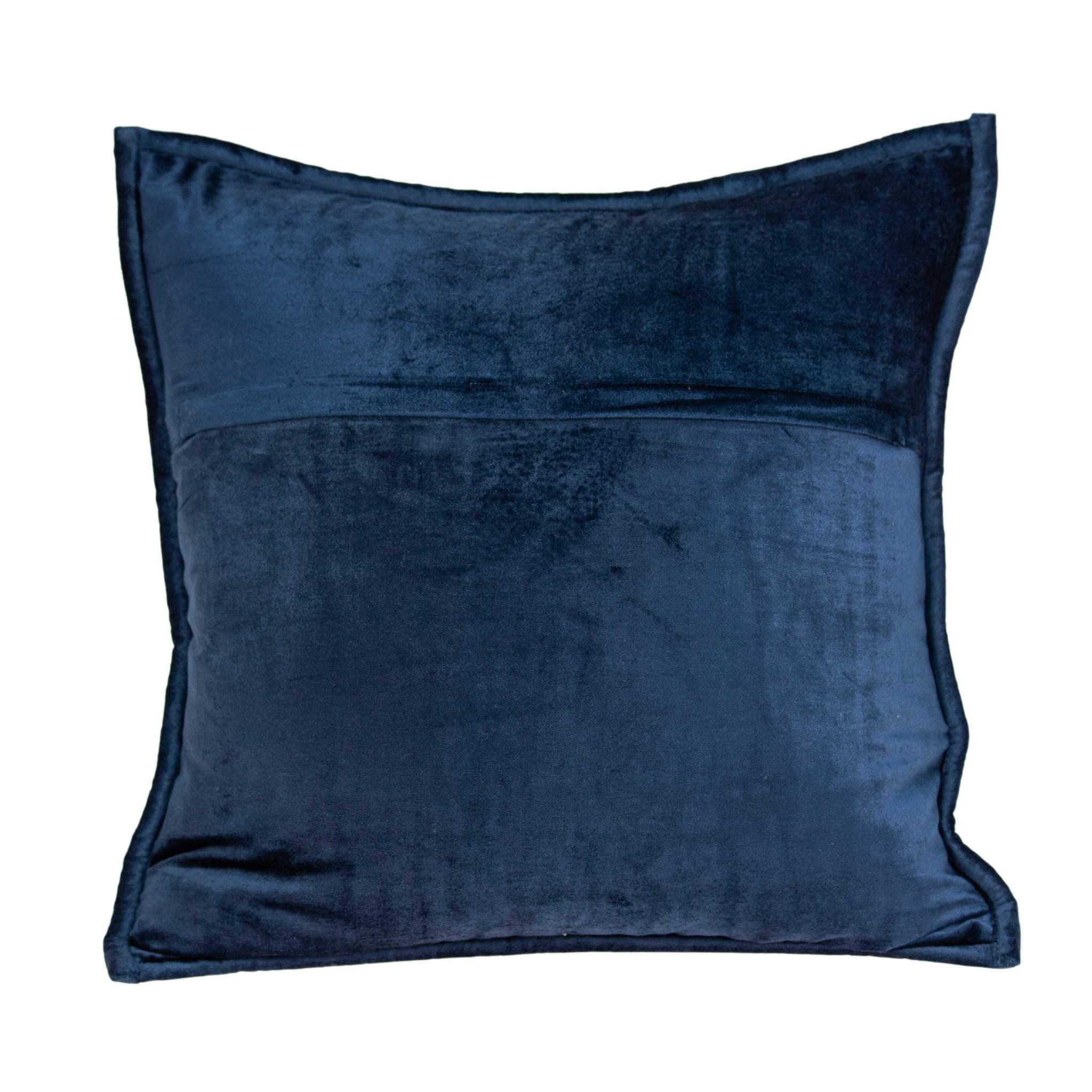 HomeRoots 50% Cotton, 50% Viscose 20' x 7' x 20' Transitional Navy Blue Quilted Pillow Cover with Poly Insert