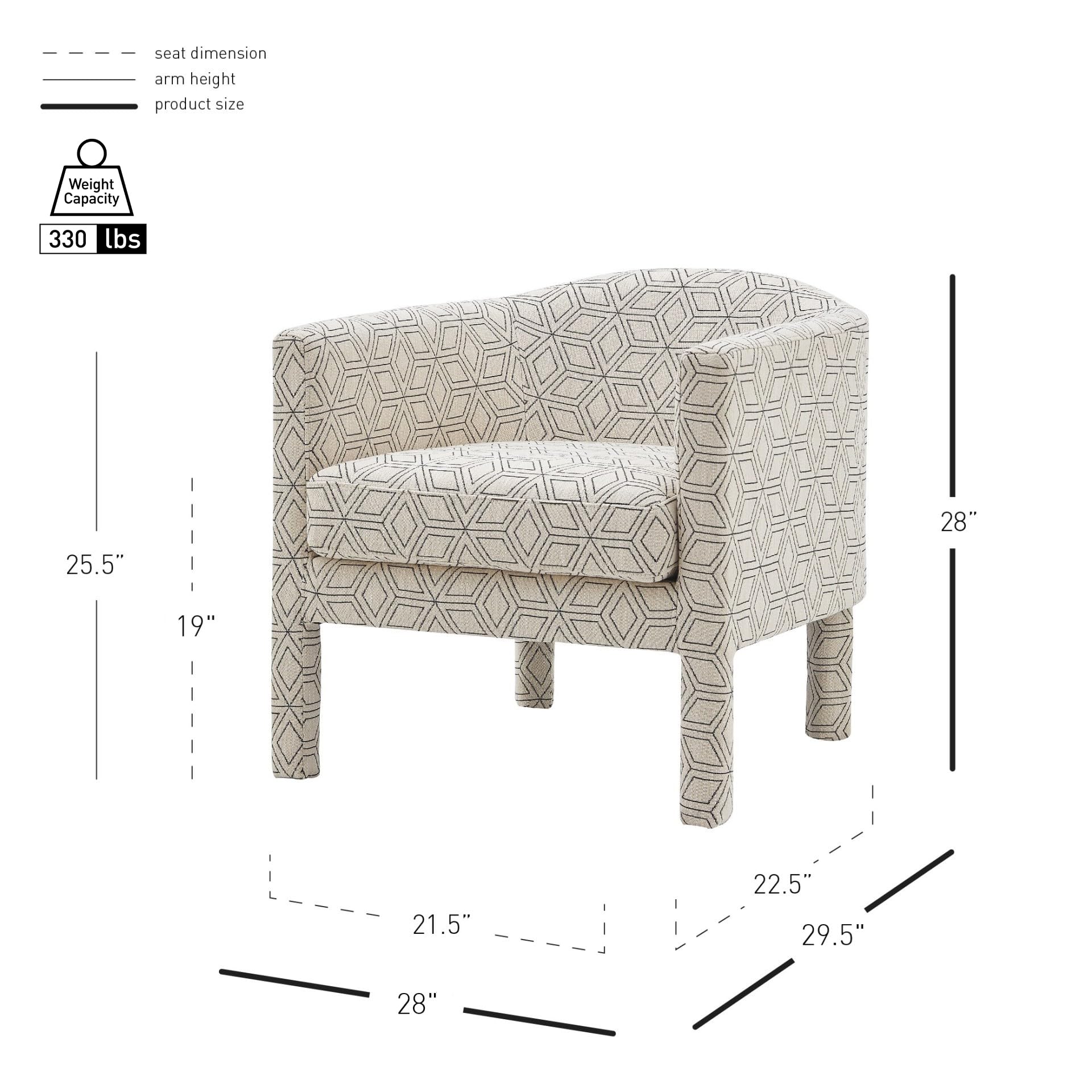 Npd Furniture And More Jennifer Fabric Arm Accent Chair, Geo Diamond