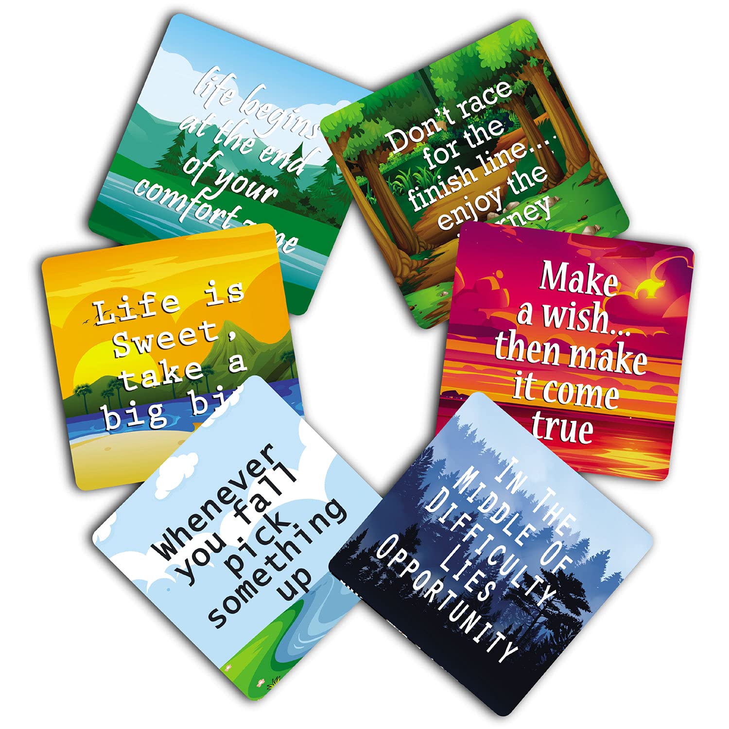 exciting Lives  Motivational Coasters  MDF Wooden, Set of 6 Gift for Family Relatives Office Colleague Student Teacher  Gift 