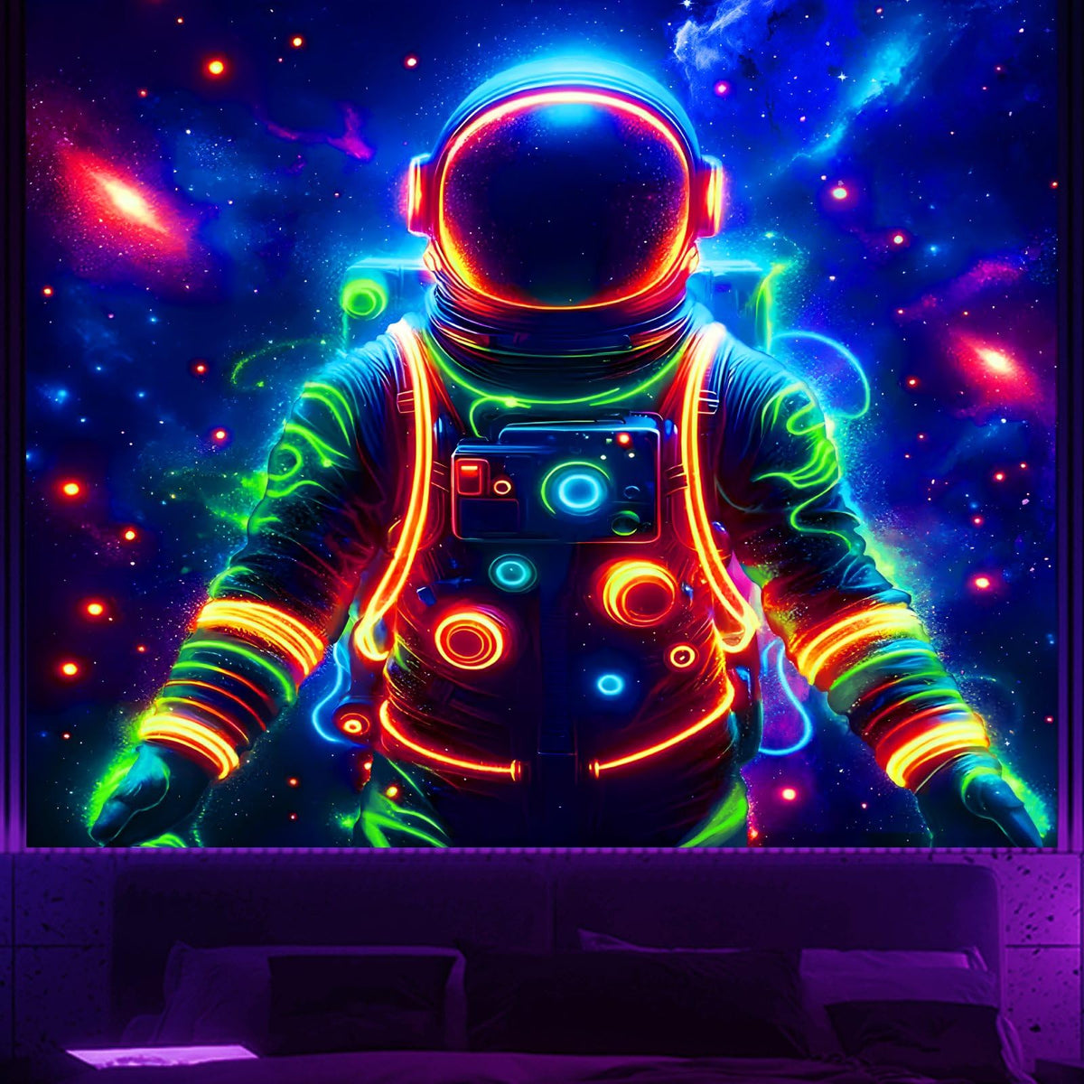 Apdidl Blacklight Posters Tapestry Space Astronaut Tapestries for Bedroom, Black Light Posters Cool Space Galaxy Wall Hanging, U