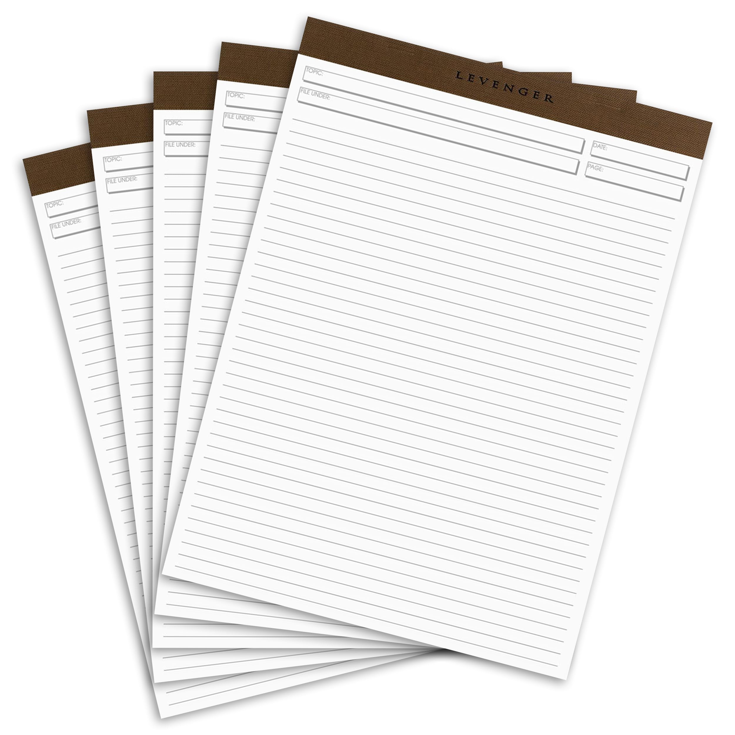 Levenger Freeleaf Full-Page Ruled Writing Pads Lined Notepad For Note Taking, Pack Of 5, Letter