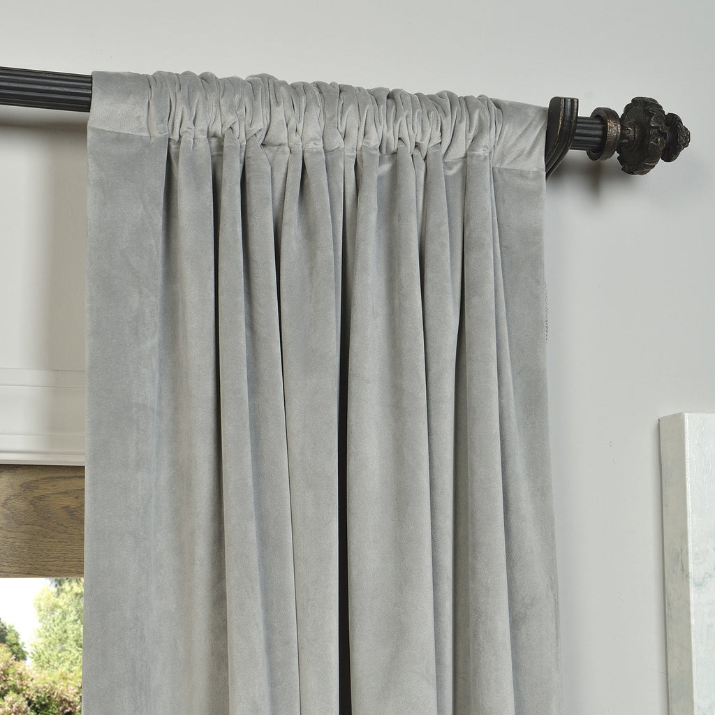 Hpd Half Price Drapes Signature Velvet Thermal Blackout Curtains For Living Room 84 Inch Long (1 Panel) Rod Pocket Insulated Blackout Curtains For Bedroom Window Curtains, 50W X 84L, Silver Grey