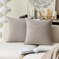Kevin Textile Pillow Cover Faux Linen Toss Soft Throw Cushion Case for Couch, Invisible Zipper, 18x18 inches (Set of 2, Sesame G