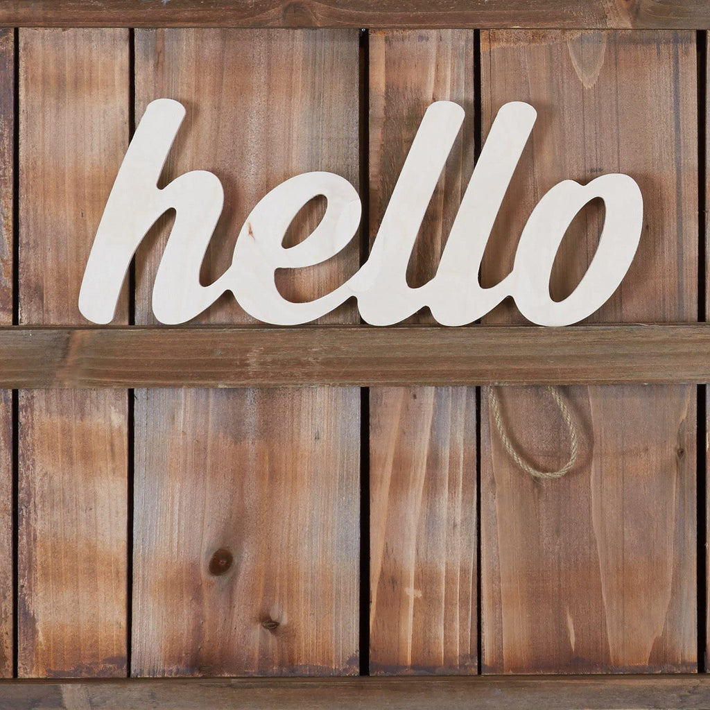 Unfinishedwoodco 15    Script Hello Wall D  Cor, Unfinished Wood