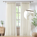Fmfunctex Linen Pinch Pleated Curtains 84 Inches Long For Living Room, Ivory Semi Sheer Pleat Drapes For Bedroom With Hooks, Lig