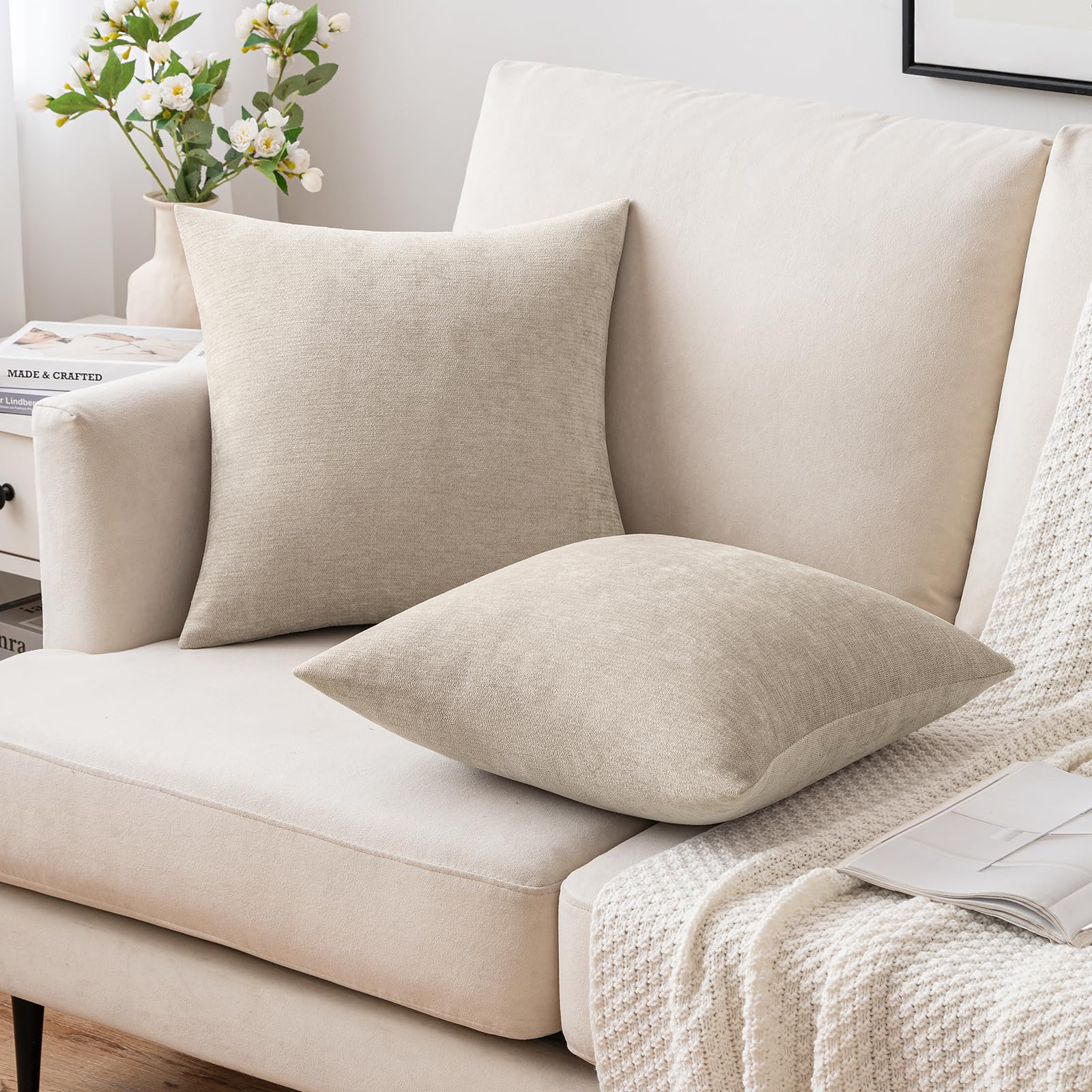 Miulee Pack Of 2 Dark Brown Decorative Pillow Covers 20X20 Inch Soft Chenille Couch Throw Pillows Farmhouse Cushion Covers For Home Decor Sofa Bedroom Living Room