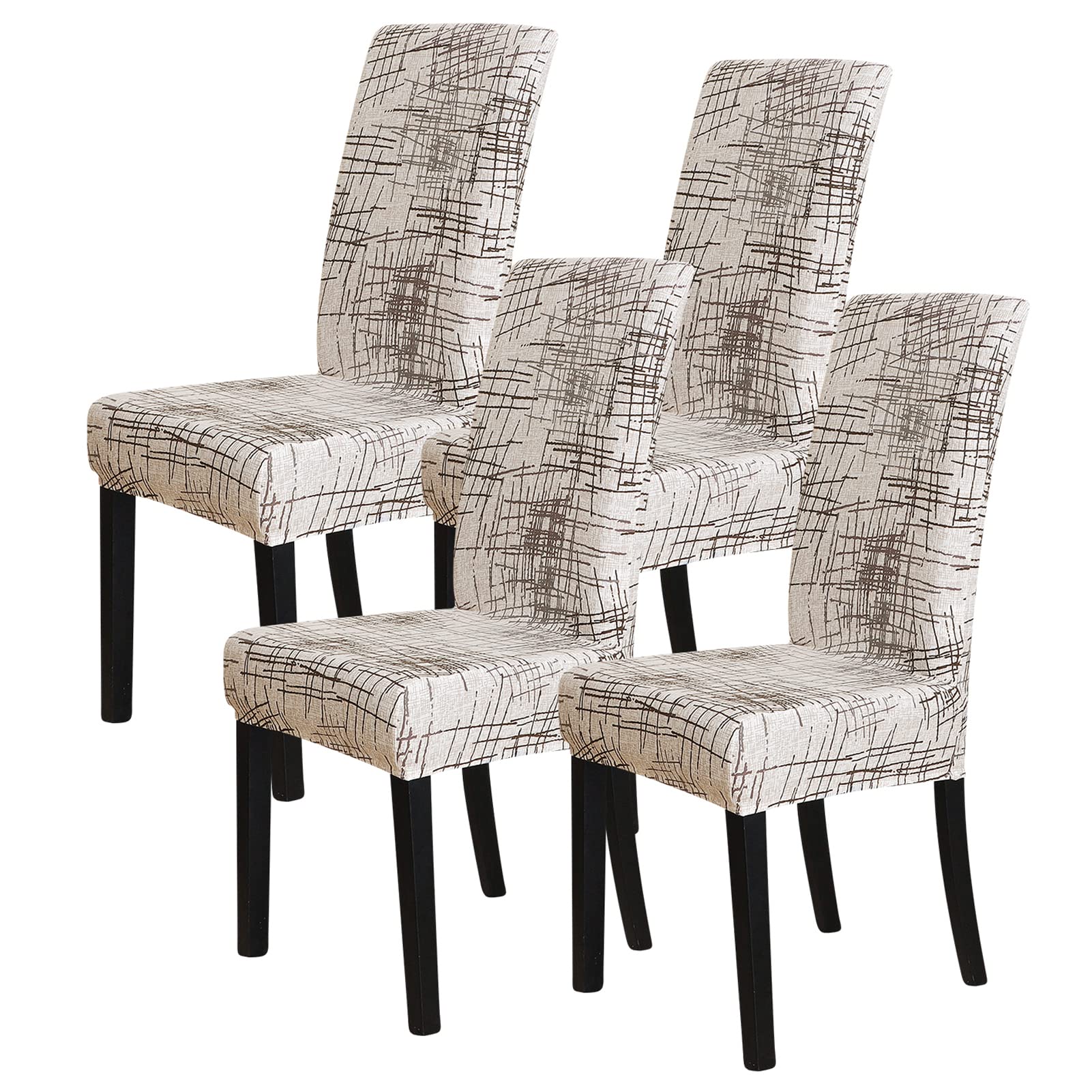 Forcheer Dining Room Chair Covers For Dining Room Set Of 4,Stretch Dining Chair Cover For Dining Room Kitchen Washable Removable(4Pack,Printed Geometric Pattern)