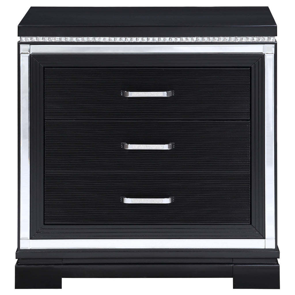 Coaster Home Furnishings Cappola Modern Classic Wood 3-Drawer Bedroom Nightstand Bedside Table Organizer Unit with USB Charging Outlet Black 223362