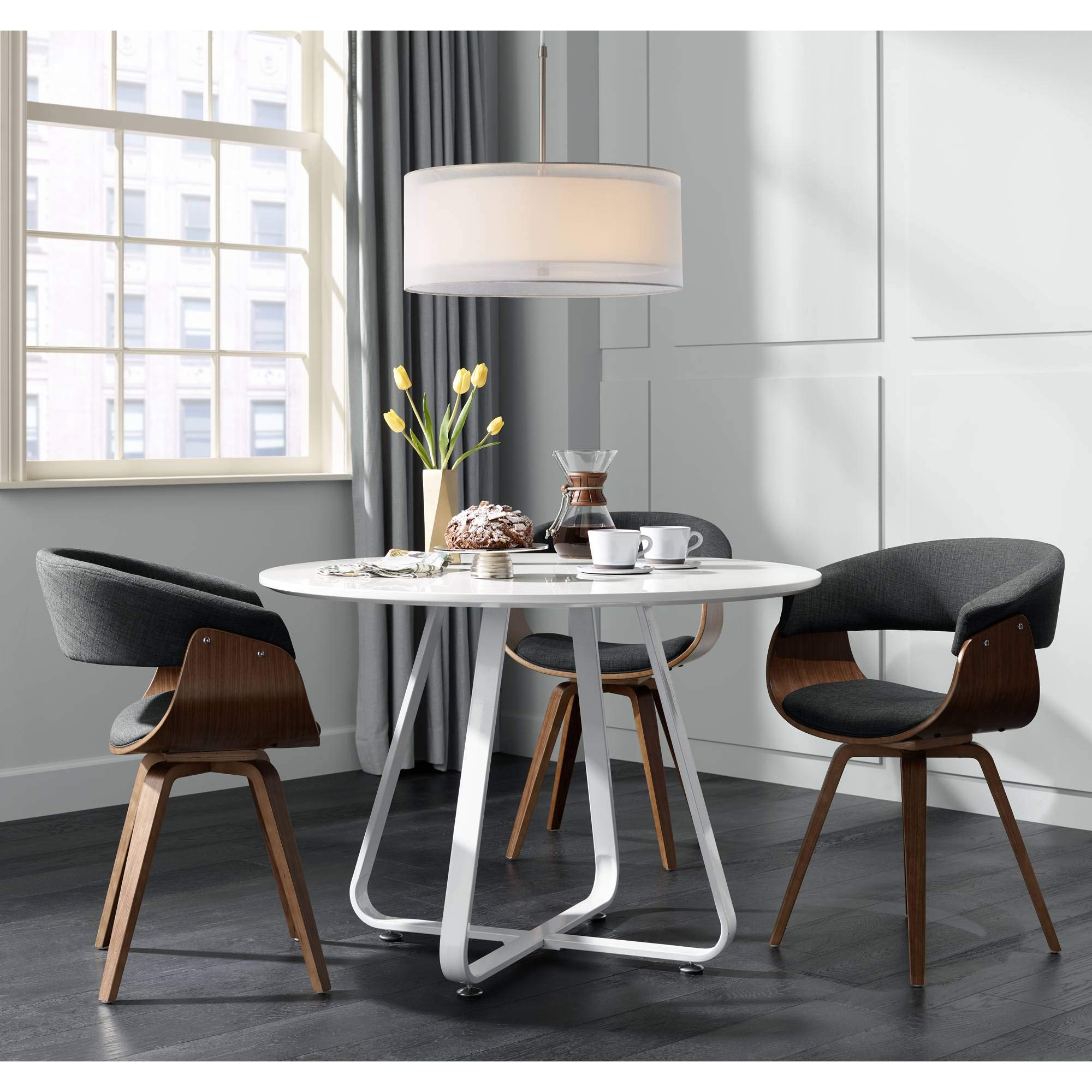 Mason 43&quot; Wide High Gloss White Round Dining Table