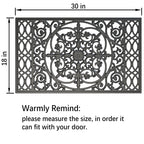 Fiozor Original Rubber Door Mat,Easy Clean,Waterproof Doormats For Patio,Entry,Deck (Black Flower, 30 * 18')