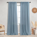 KOUFALL Light Blue Curtains 84 Inch Length for Bedroom 2 Panels Linen Semi Sheer Light Filtering Back Tab Rod Pocket Country Gre