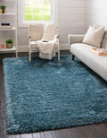 Rugs.com Infinity Collection Solid Shag Area Rug 4 x 6 Aegean Blue Shag Rug Perfect for Living Rooms, Large Dining Rooms, Open