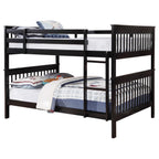 Coaster Home Furnishings Chapman Transitional Wood Full Over Full Size Bunk Bed Frame with Ladder and Guardrails Fully Slatted Mattress Ready Foundation Black 460359