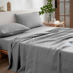 Everly Linen Sheets California King Size 100% French Stonewash Pure Linen Bed Sheets 4Pieces (1Flat Sheet,1Fitted Sheet,2Pillowc