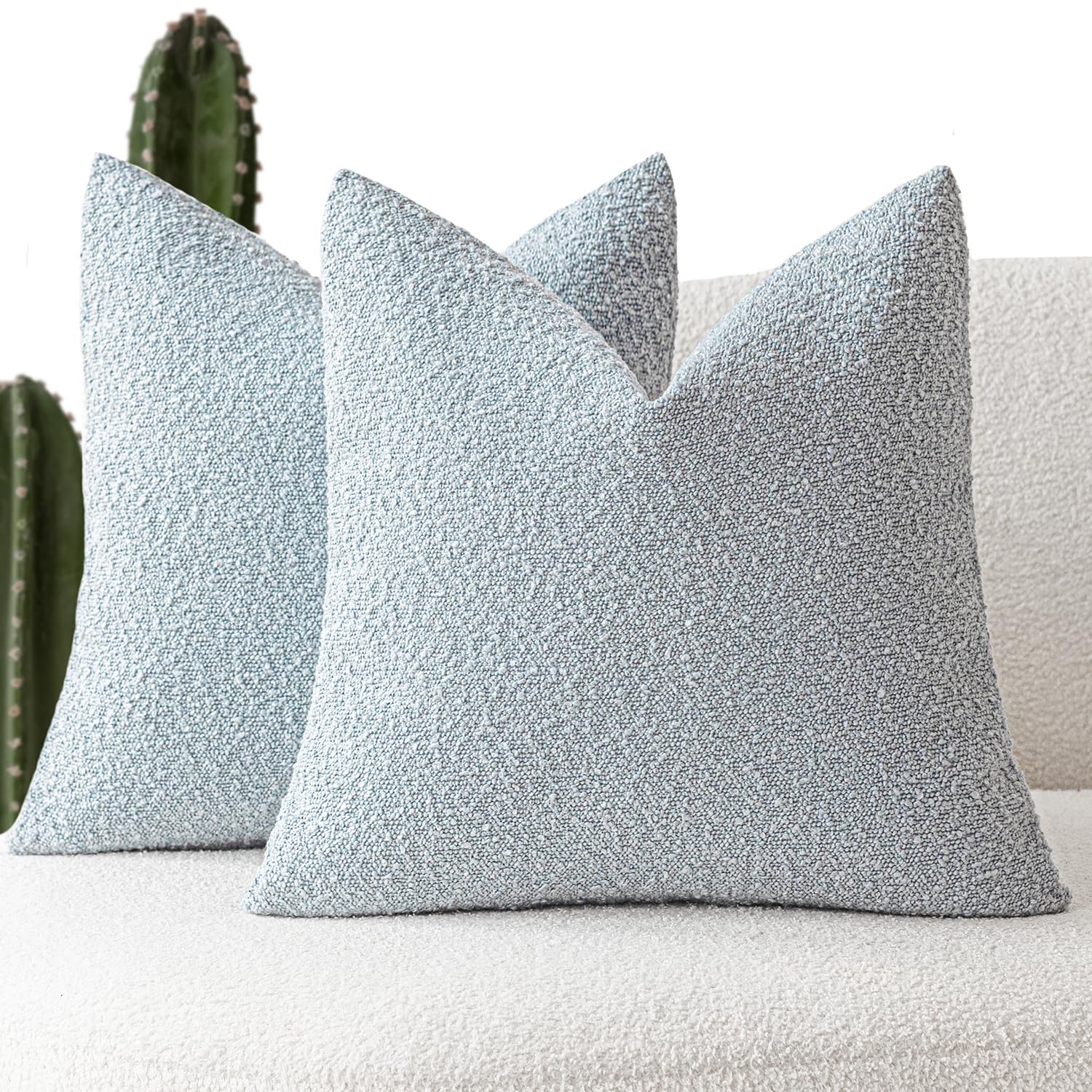 Foindtower Pack Of 2 Modern Textured Boucle Throw Pillow Covers Accent Solid Decorative Pillow Cases Cozy Woven Couch Cushion Ca