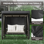 Uhousdeco Outdoor Swing Covers For Patio Swing 2 Seater, 65' L X 50' D X 66' H, 2 Seat Swing Cover Waterproof, Porch Patio Swing Canopy Cover, Windproof Uv Resistant All Weather Protector - Black