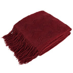 Pavilia Maroon Red Knit Throw Blanket For Couch Bed, Soft Knitted Farmhouse Sofa Throw For Living Room, Lightweight Decorative F