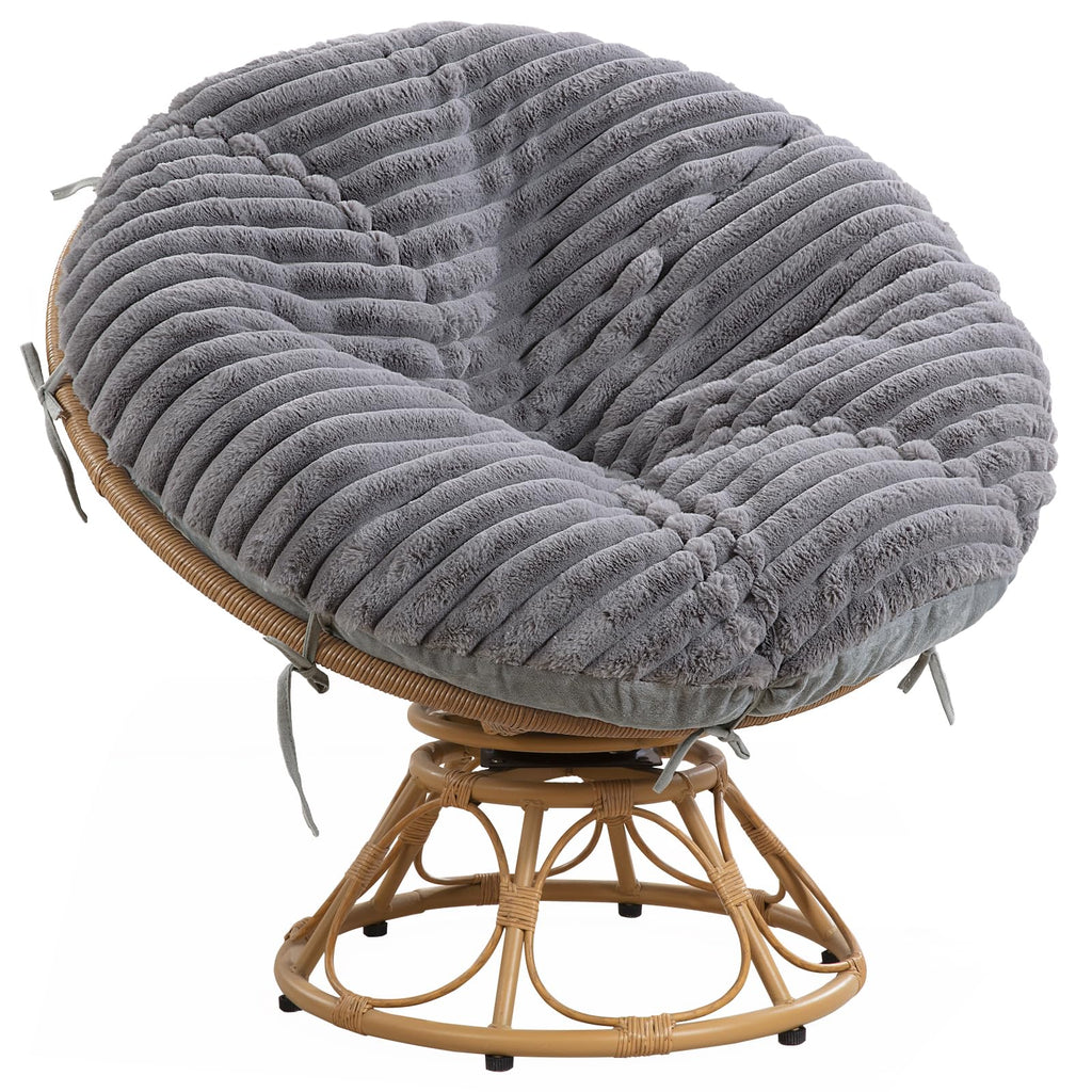 HOMBYS Fluffy Shaggy Cover for Papasan Chair Cushion, Plush Faux Fur Slipcover ONLY,(Without Cushion) Removable Soft Papasan Cus