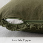 Miulee Pillow Covers Boho Farmhouse 18X18 Set Of 2 Decorative Olive Green Couch Pillow Covers With Fringe Chic Cotton Throw Pillows Home Decor Accents For Spring Cushion Sof Bed Living Room