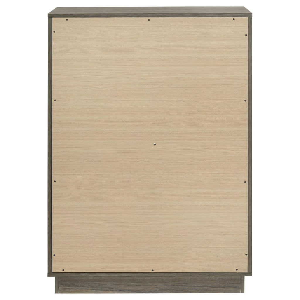 Coaster Home Furnishings Fenwick Contemporary Wood 4-Drawer Bedroom Chest of Drawers Chiffonier Clothing Storage Cabinet Bedroom Armoire Tall Dresser Organizer Unit Grey Oak/Almond 224985