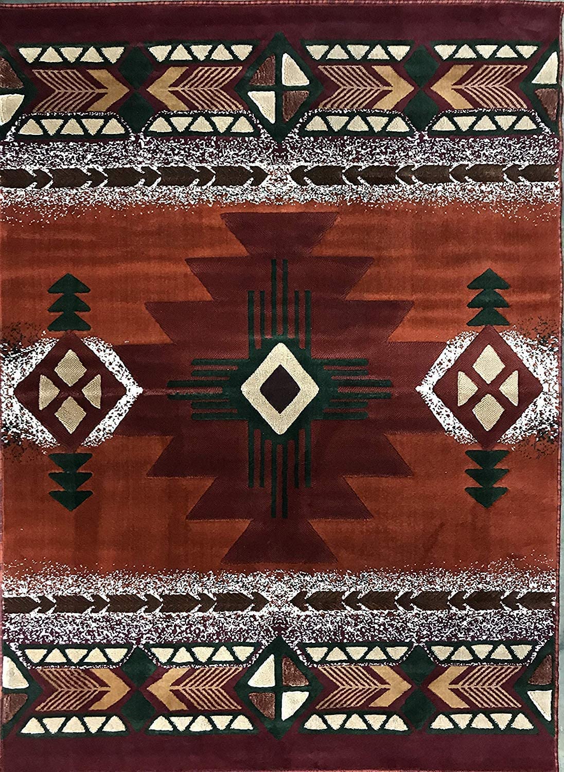 YHSF South West Native American Area Rug C318 (Rust, 3 Feet 10 Inches x 5 Feet 2 Inches)