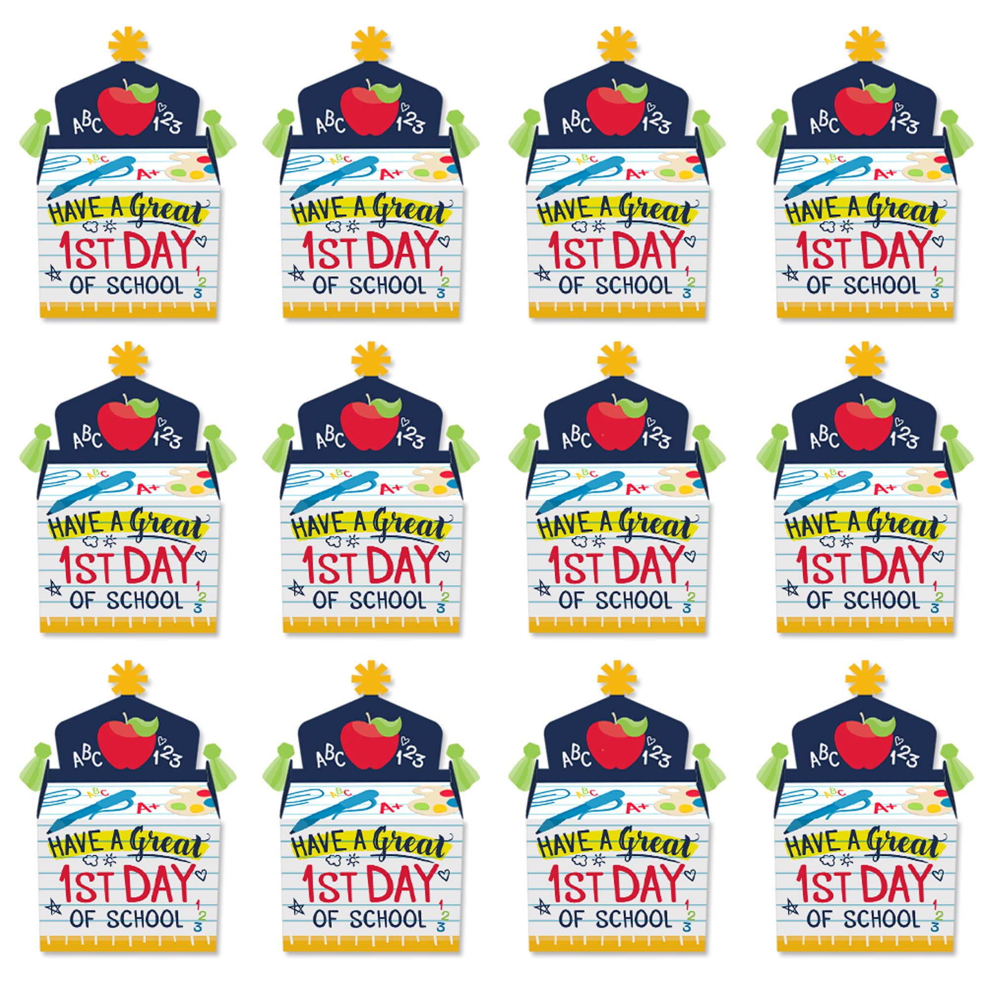 Big Dot Of Happiness First Day Of School - Treat Box Party Favors - Back To School Classroom Decorations Goodie Gable Boxes - Se