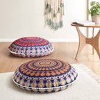 Codi Meditation Floor Pillows Set Of 2, Round Large Pillow Seating For Adults, Bohemian Mandala Circle Floor Cushion For Outdoor Fireplace Yoga Living Room, 32 Inch, Yellow Memory Foam Added
