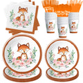 Xenorik Fox Birthday Party Supplies Tableware - Woodland Creatures Forest Animal Fox Baby Shower Decorations Dinnerware, Paper P