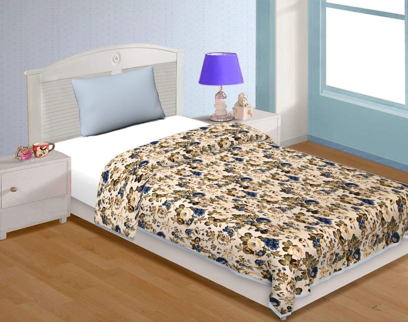 Shopingtrade Microfiber Soft And Light Weight Designer Flower Printed Single Bed Dohar/Ac Comforter For Home
