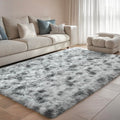 Grey White Rug for Living Room Fluffy 4x6 ft Bedroom Rug Non-Slip Fuzzy Area Rugs Shag Carpet for Nursery Kids Play Room Dorm Of