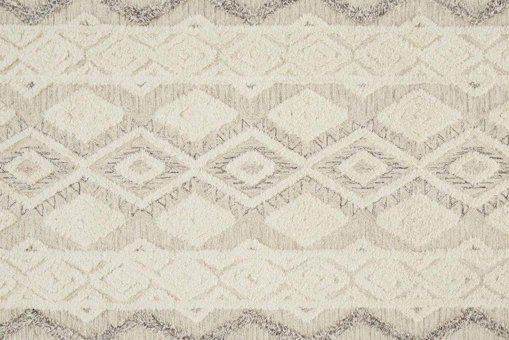HomeRoots 512777 9 x 12 ft. Ivory Taupe & Gray Wool Geometric Hand Tufted Handmade Stain Resistant Rectangle Area Rug