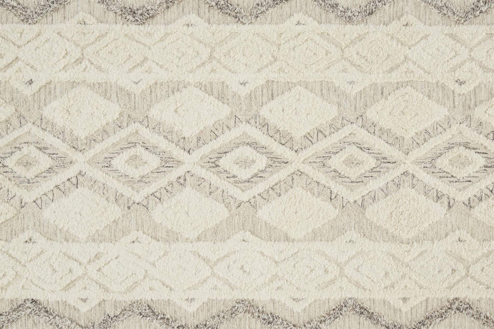 HomeRoots 512777 9 x 12 ft. Ivory Taupe & Gray Wool Geometric Hand Tufted Handmade Stain Resistant Rectangle Area Rug