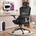 Monhey Ergonomic High-Back Mesh Office Chair, Adjustable Desk Chair With Lumbar Support, 2D Headrest, 3D Flip-Up Armrests, Heigh