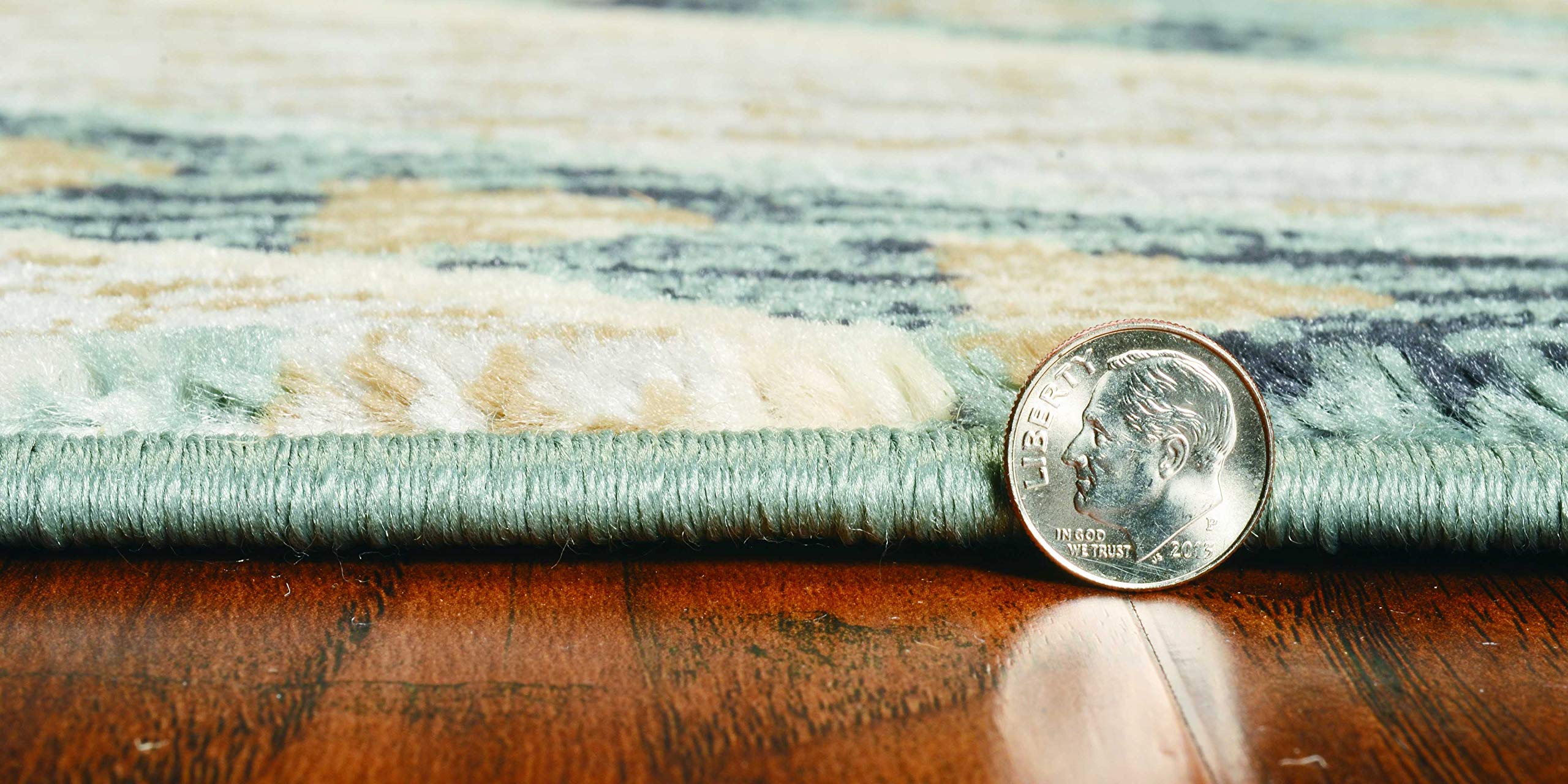 HomeRoots 5'X8' Seafoam Machine Woven Geometric Lodge Indoor Area Rug