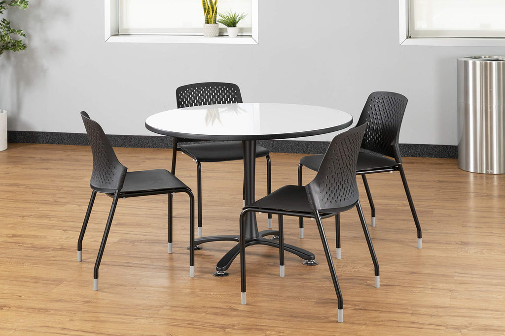 Safco Products 4287Bl Next Stacking Chair, Set Of 4, Comfortable Contoured Plastic Seat, Lightweight Tubular Steel Frame, Durable Construction, Black