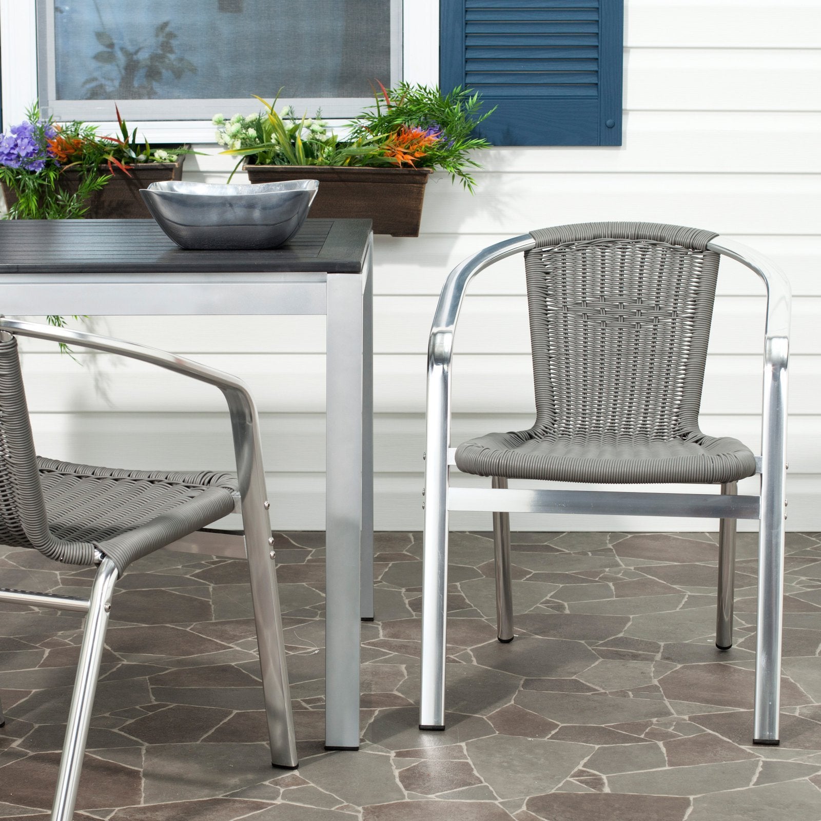 Safavieh Home Collection Wrangell Teal Indoor-Outdoor Stacking Arm Chair