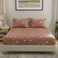 Huesland By Ahmedabad Cotton 144 Tc Cotton Bedsheet For Double Bed King Size With 2 Pillow Covers | Rust, White & Grey