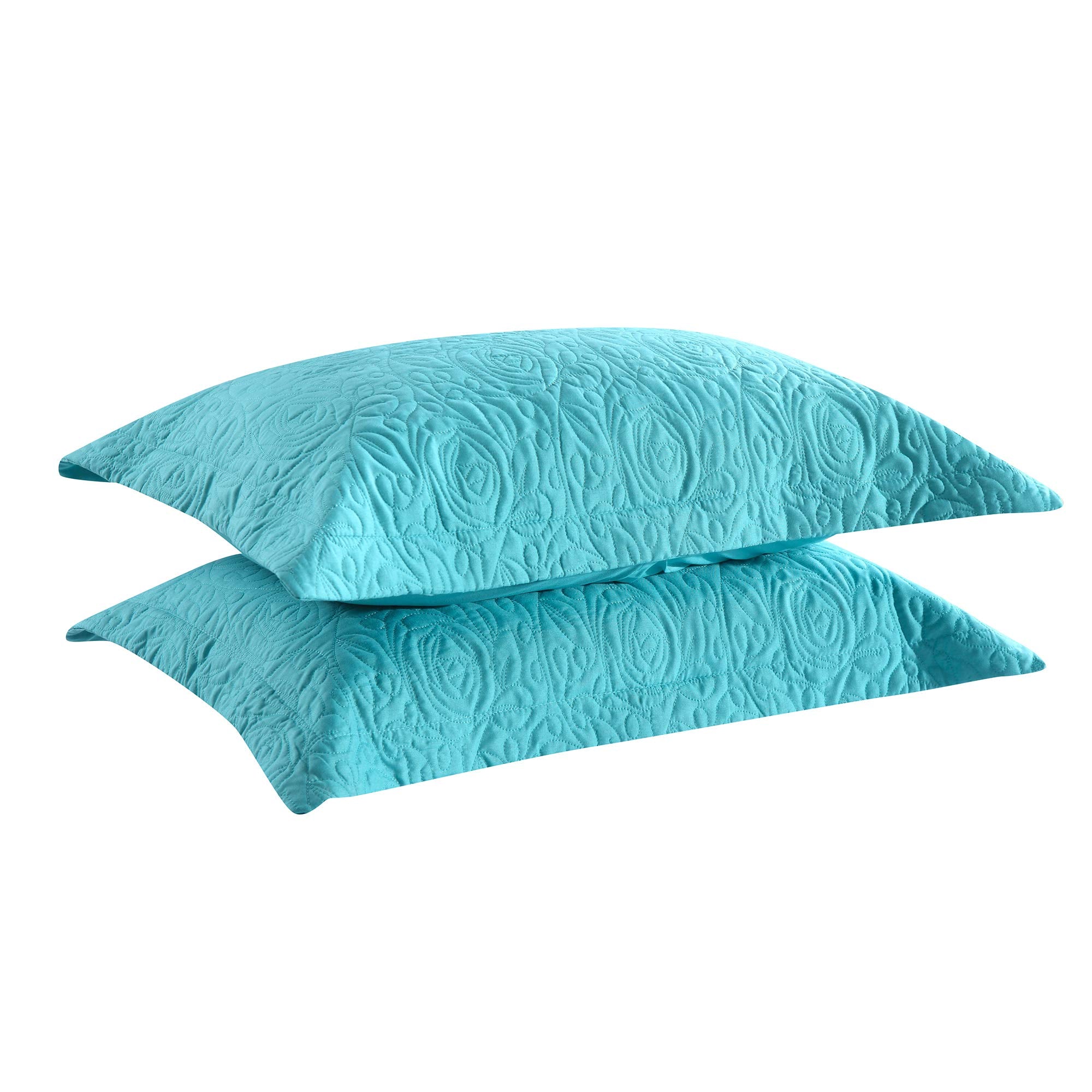Marcielo 2-Piece Embroidered Pillow Shams, Decorative Microfiber Pillow Shams Set Standard Size Turquoise